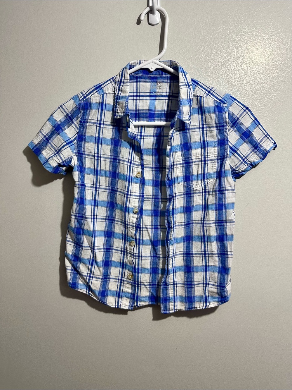 Falls Creek Blue White Plaid Short-Sleeve Button-Down Shirt Size S (1401)